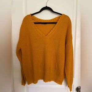 SHEIN 1XL sweater with raw hem mustard yellow